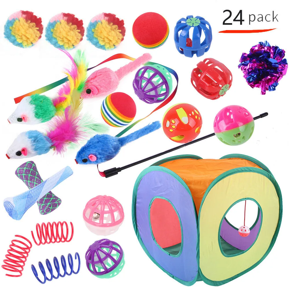 Plastic cat tunnel toy with channel design for indoor feline play in multiple colour options