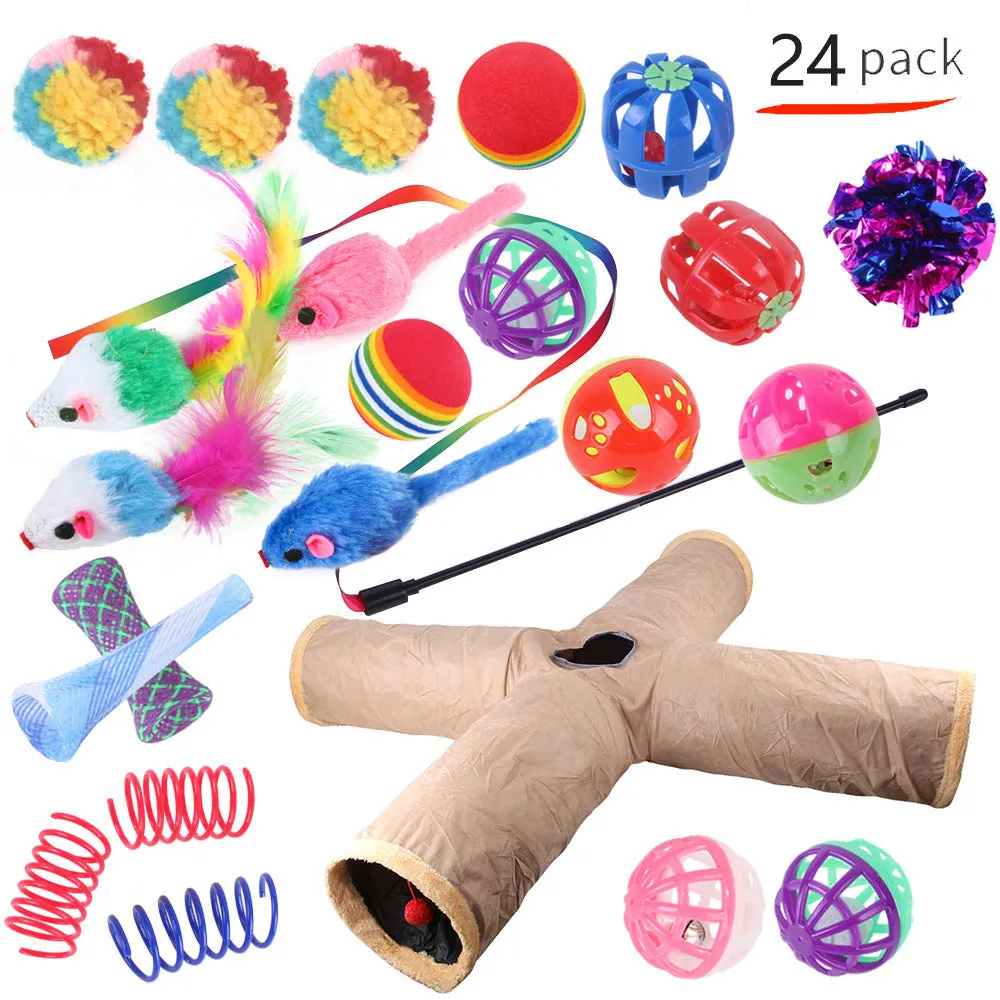 Plastic cat tunnel toy with channel design for indoor feline play in multiple colour options