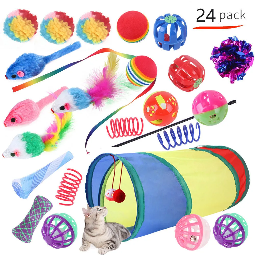Plastic cat tunnel toy with channel design for indoor feline play in multiple colour options