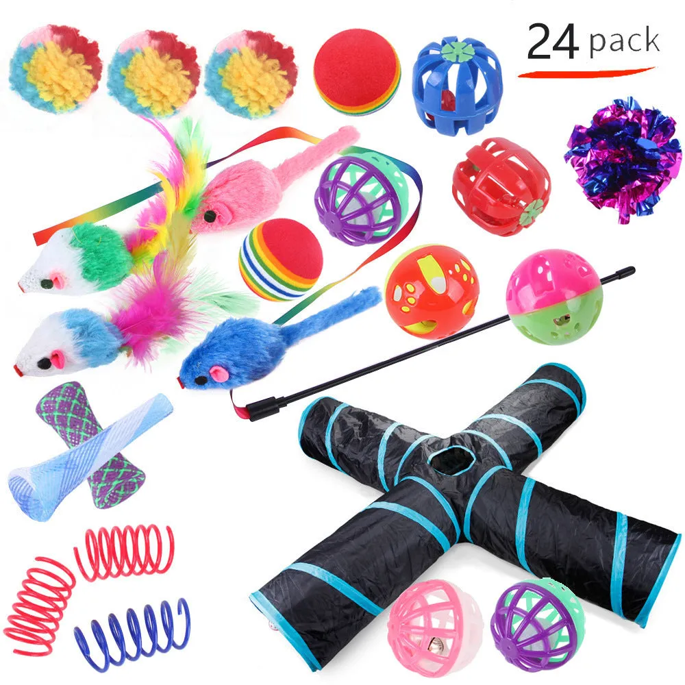 Plastic cat tunnel toy with channel design for indoor feline play in multiple colour options