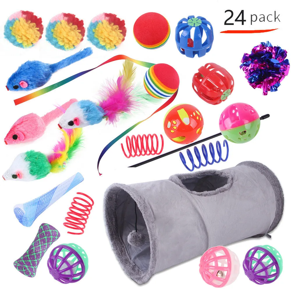Plastic cat tunnel toy with channel design for indoor feline play in multiple colour options