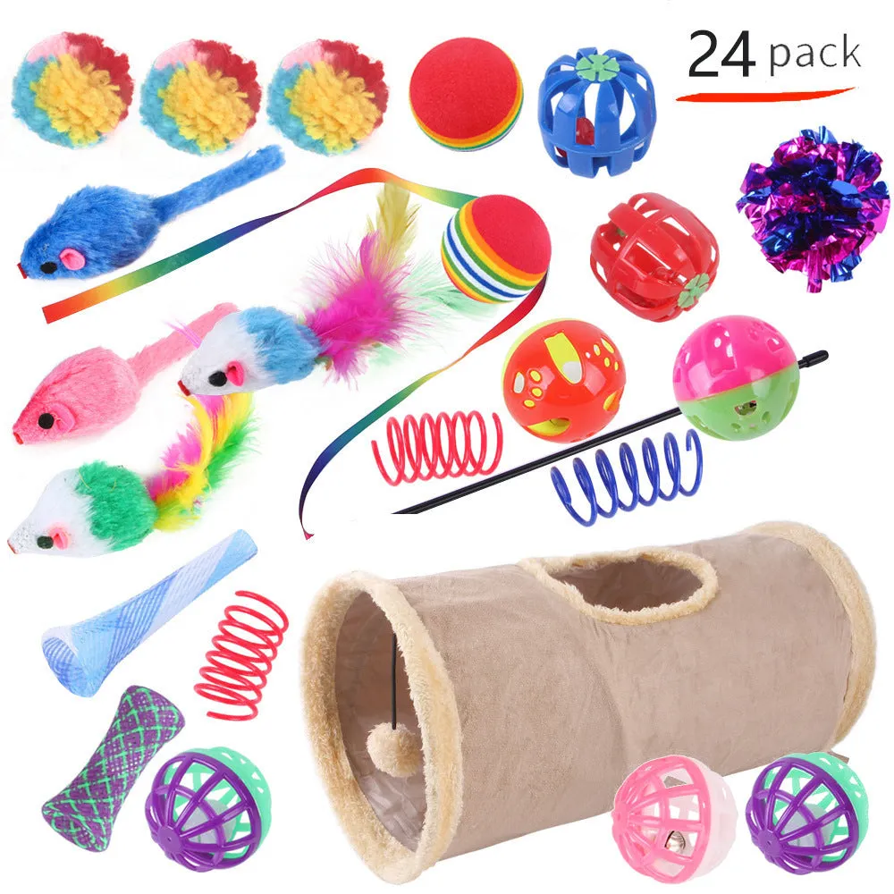 Plastic cat tunnel toy with channel design for indoor feline play in multiple colour options
