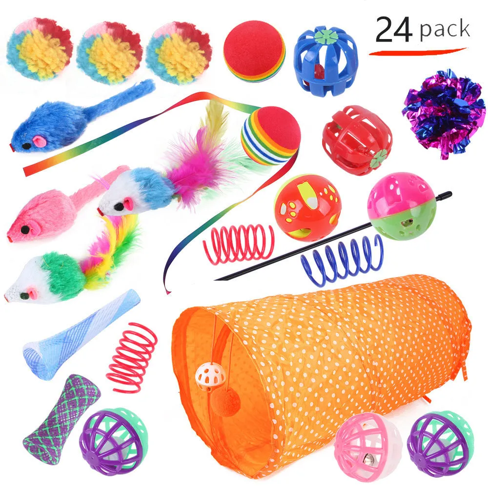 Plastic cat tunnel toy with channel design for indoor feline play in multiple colour options