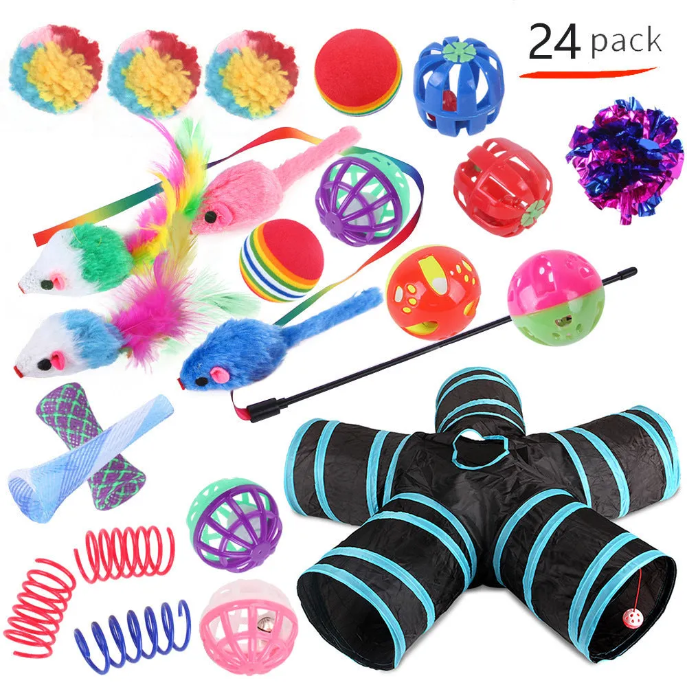 Plastic cat tunnel toy with channel design for indoor feline play in multiple colour options