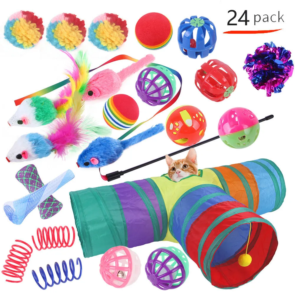 Plastic cat tunnel toy with channel design for indoor feline play in multiple colour options