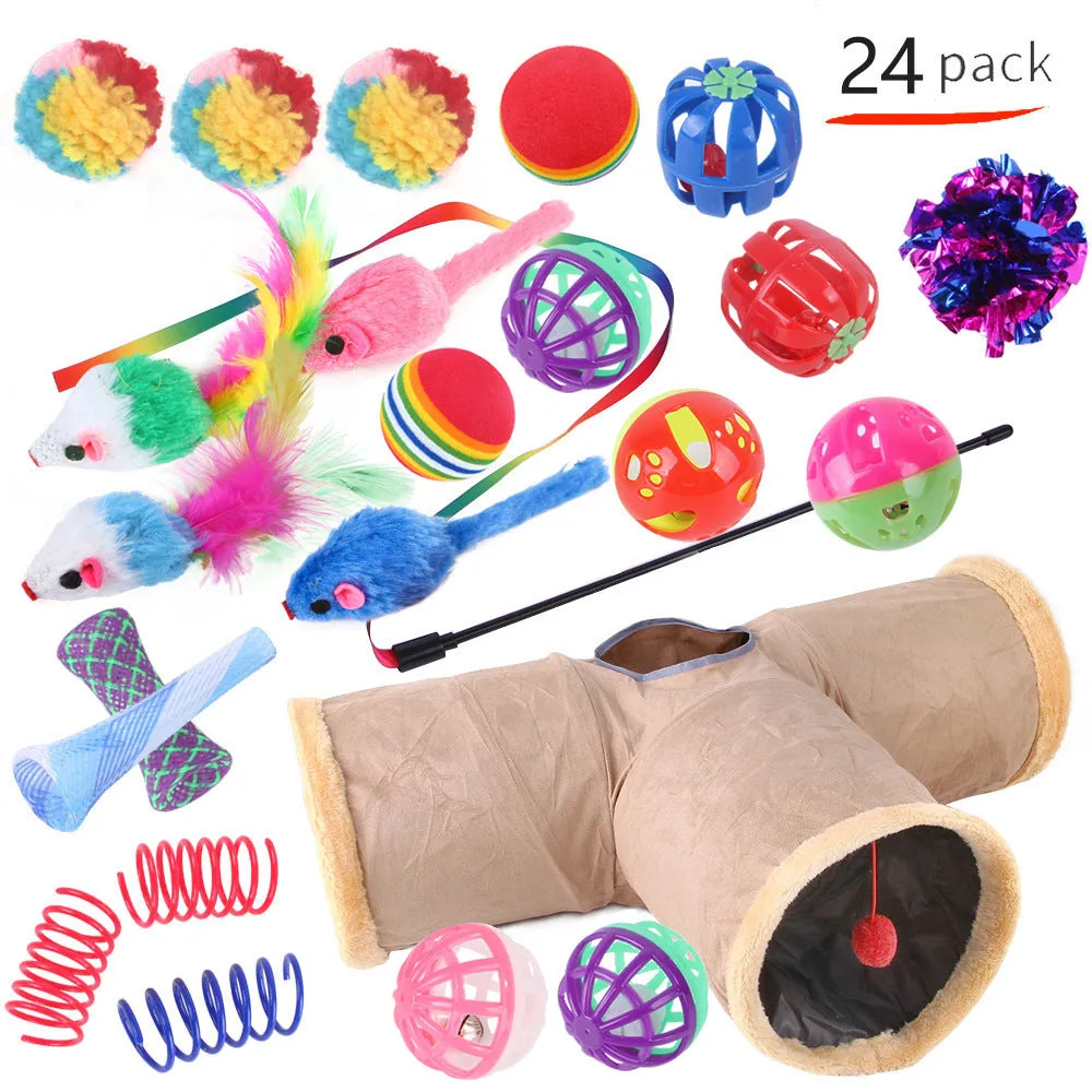 Plastic cat tunnel toy with channel design for indoor feline play in multiple colour options
