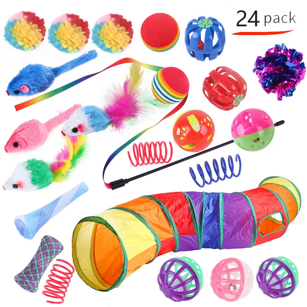 Plastic cat tunnel toy with channel design for indoor feline play in multiple colour options