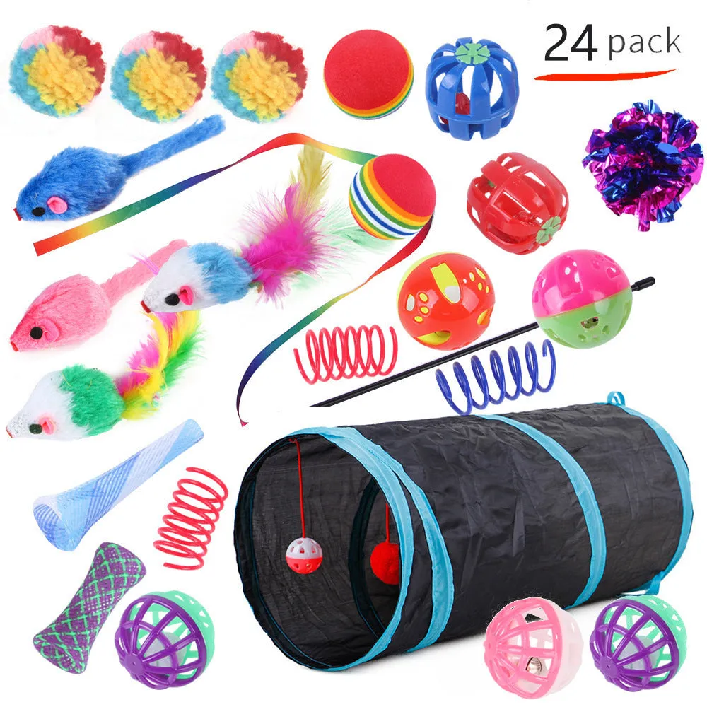 Plastic cat tunnel toy with channel design for indoor feline play in multiple colour options
