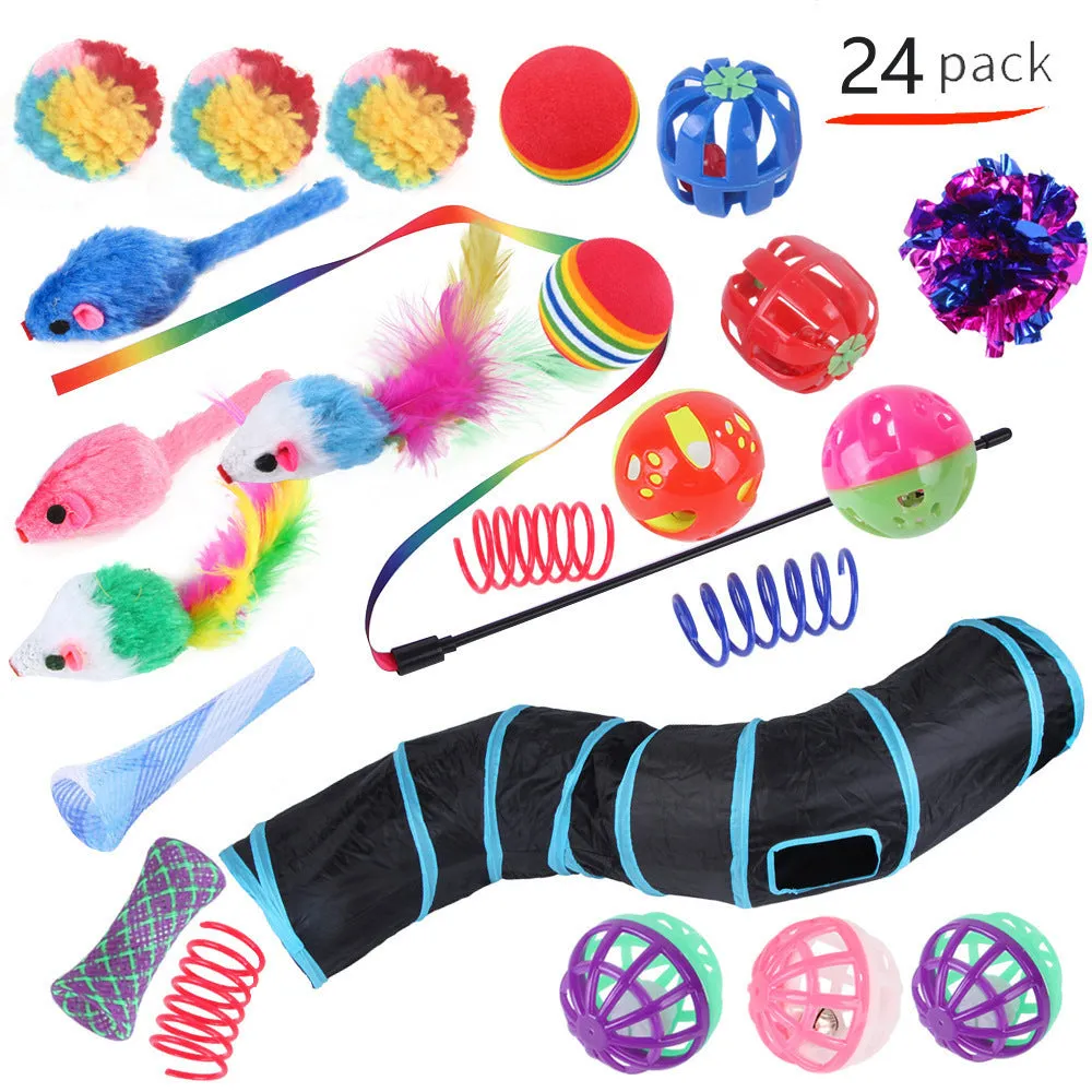 Plastic cat tunnel toy with channel design for indoor feline play in multiple colour options