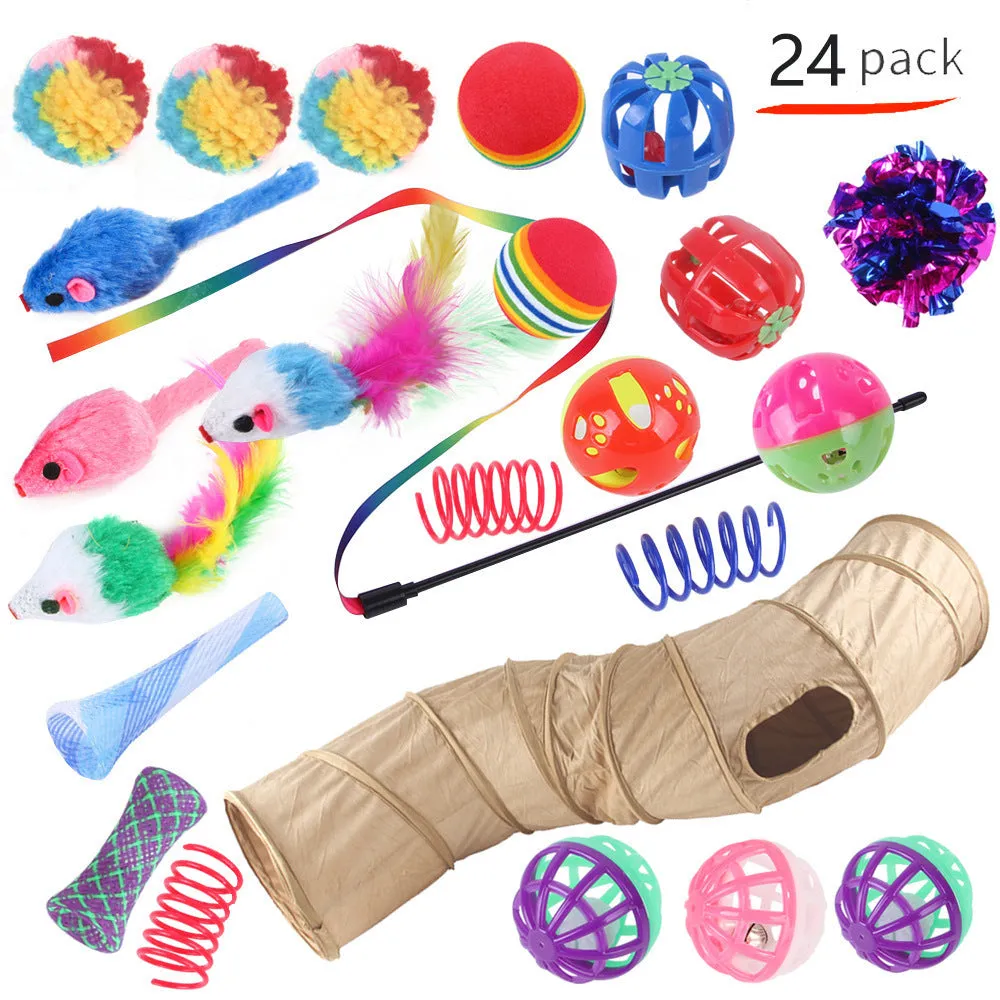 Plastic cat tunnel toy with channel design for indoor feline play in multiple colour options