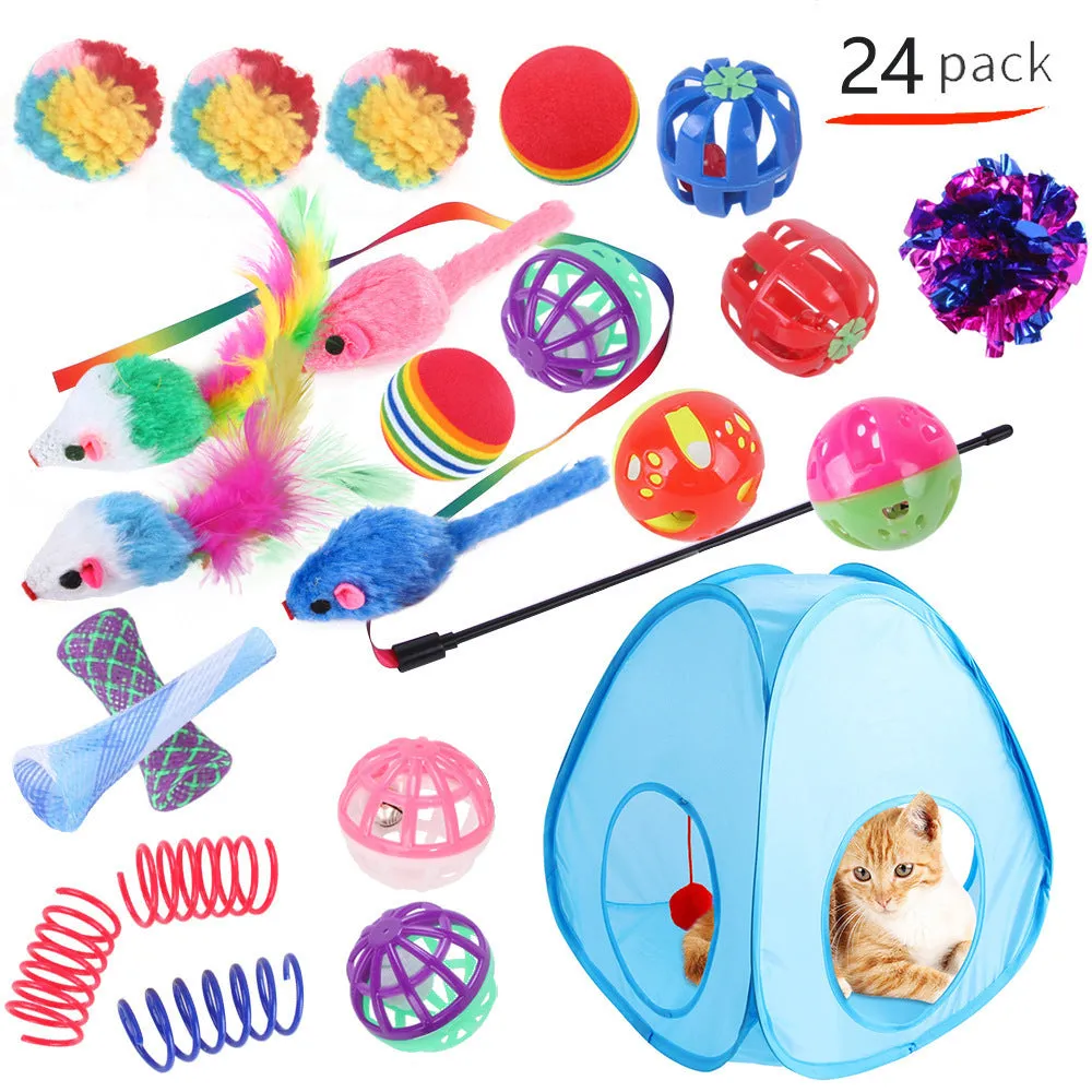 Plastic cat tunnel toy with channel design for indoor feline play in multiple colour options