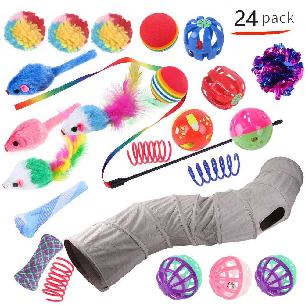 Plastic cat tunnel toy with channel design for indoor feline play in multiple colour options