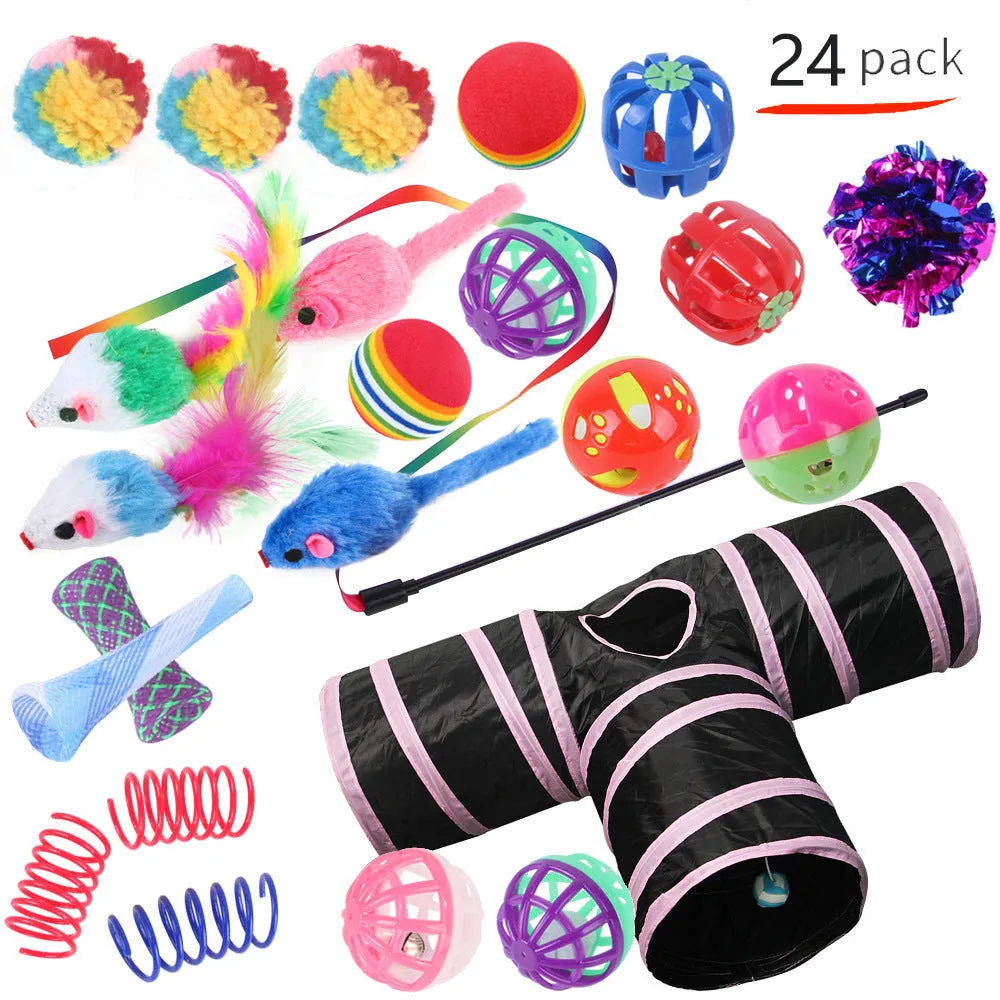 Plastic cat tunnel toy with channel design for indoor feline play in multiple colour options