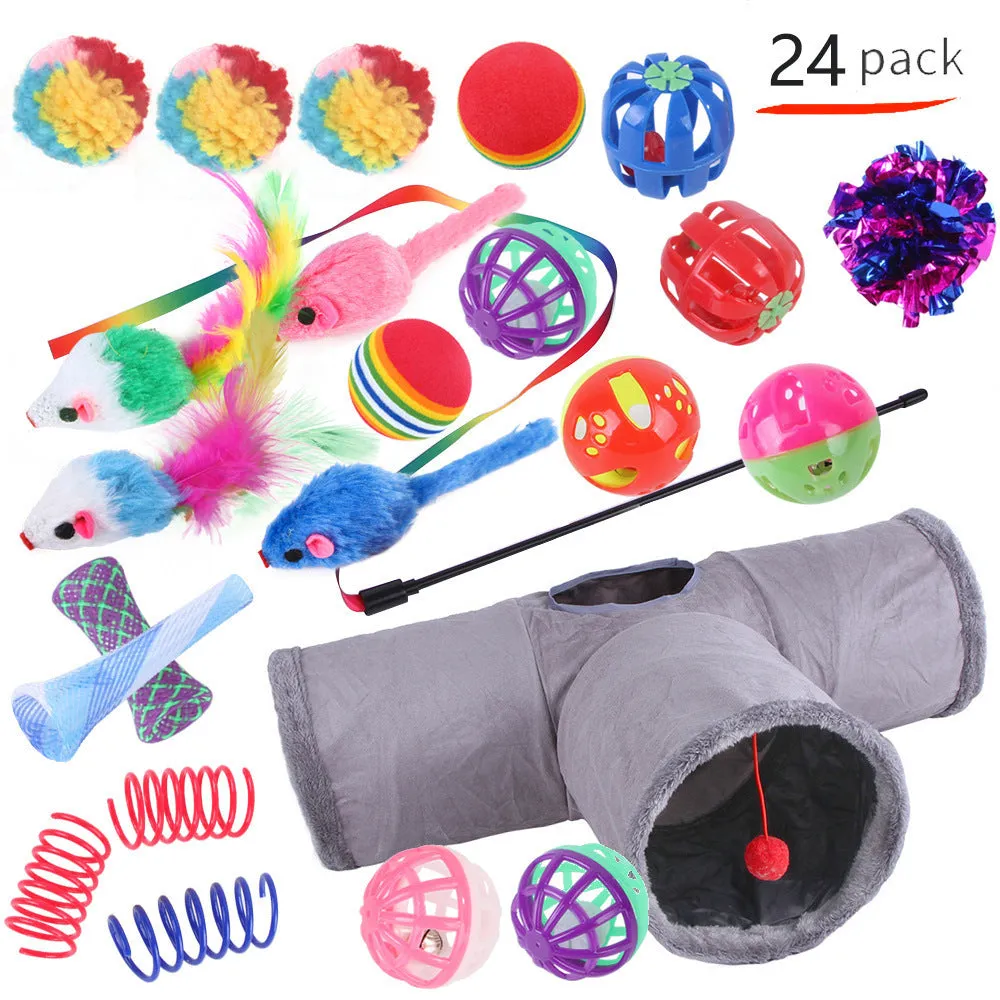 Plastic cat tunnel toy with channel design for indoor feline play in multiple colour options