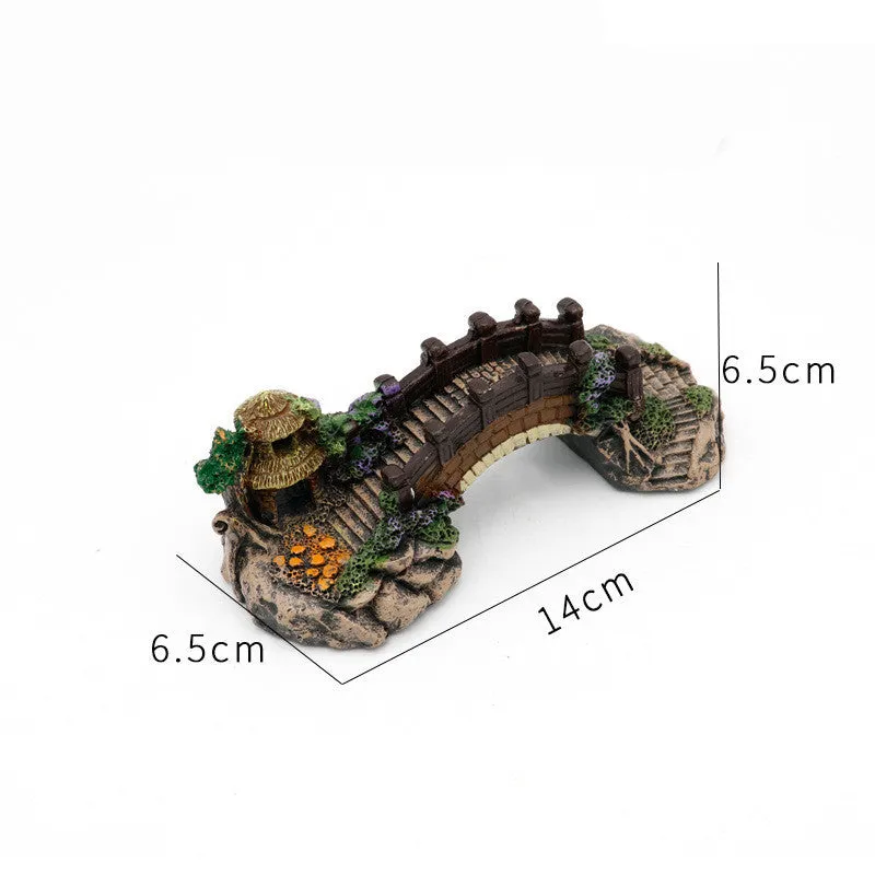 Three sizes of resin aquarium landscape bridge fish tank decoration, S M L sizes