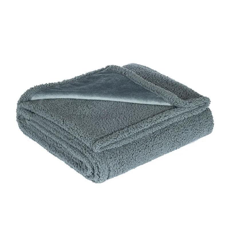 Water-proof flannel blanket in cotton velvet cloth, black colour, rectangular shape, suitable for indoor use