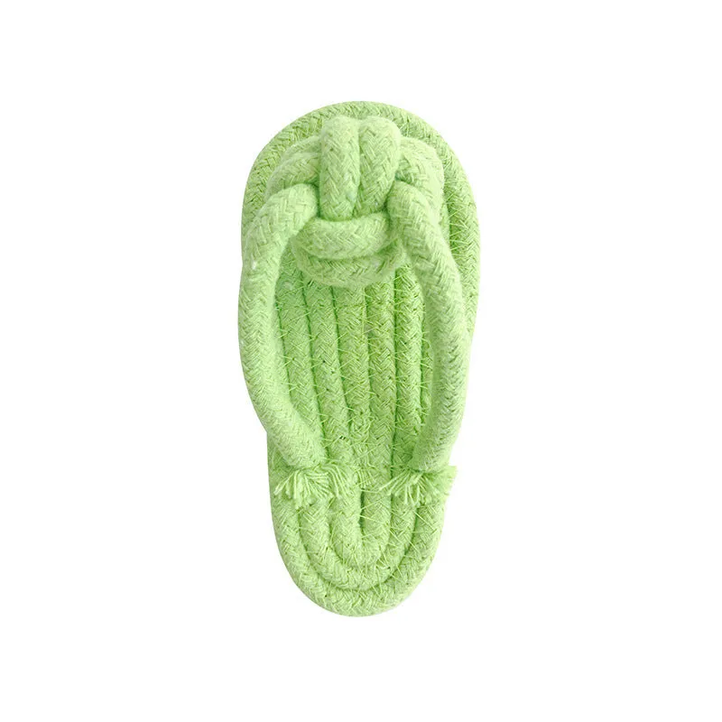 Hand woven cotton rope dog knot toy in vibrant colour set for interactive play