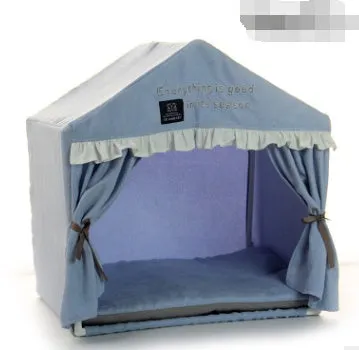 Love Adorable Pet Supplies blue pet dog house with detachable tent for small breeds like Teddy