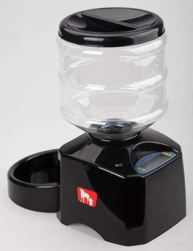 5.5L black automatic pet feeder with LCD screen and bowl for dogs and cats