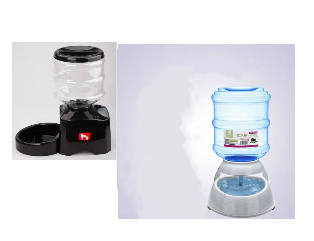 5.5L black automatic pet feeder with LCD screen and bowl for dogs and cats