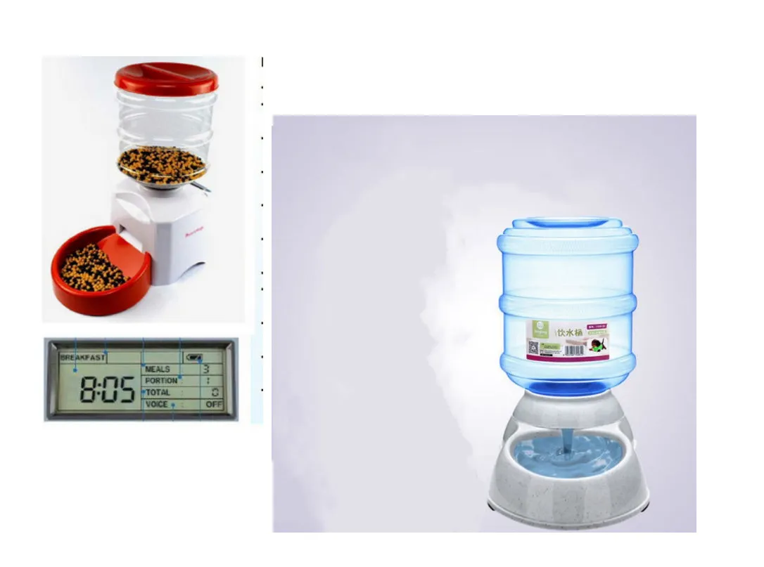 5.5L black automatic pet feeder with LCD screen and bowl for dogs and cats