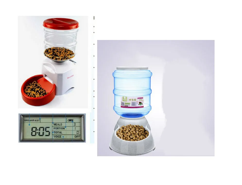 5.5L black automatic pet feeder with LCD screen and bowl for dogs and cats