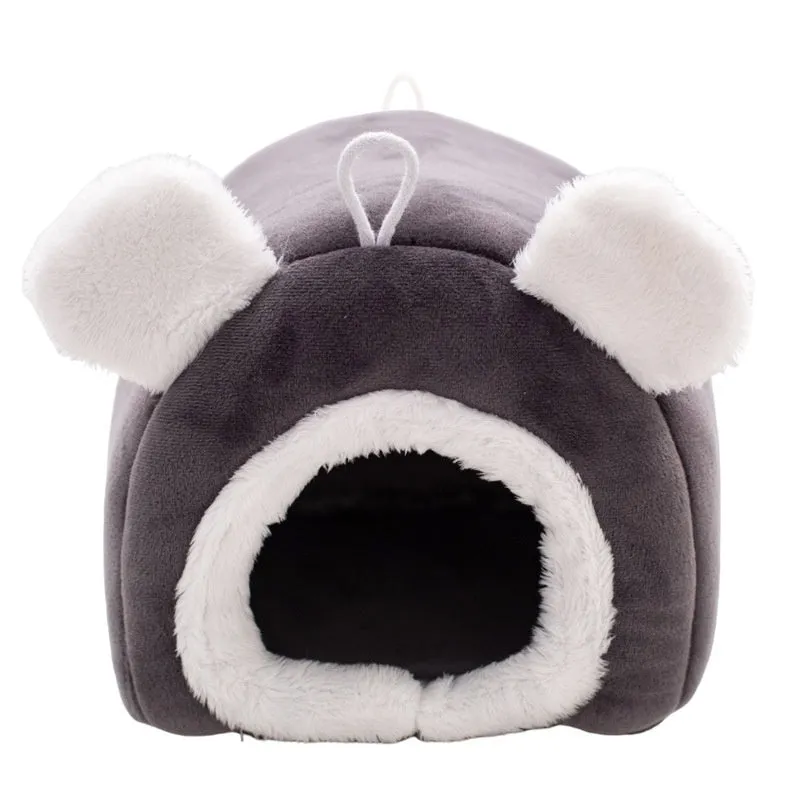 Thick cloth small pet bed in gray colour, enclosed bird-nest shape for hamster, size 15x15x15cm