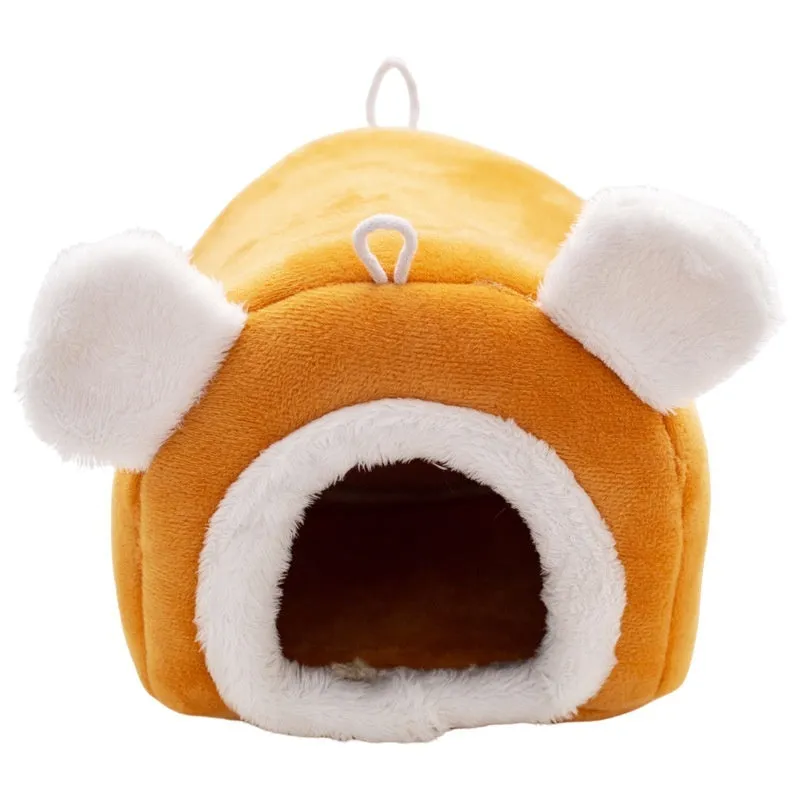 Thick cloth small pet bed in gray colour, enclosed bird-nest shape for hamster, size 15x15x15cm