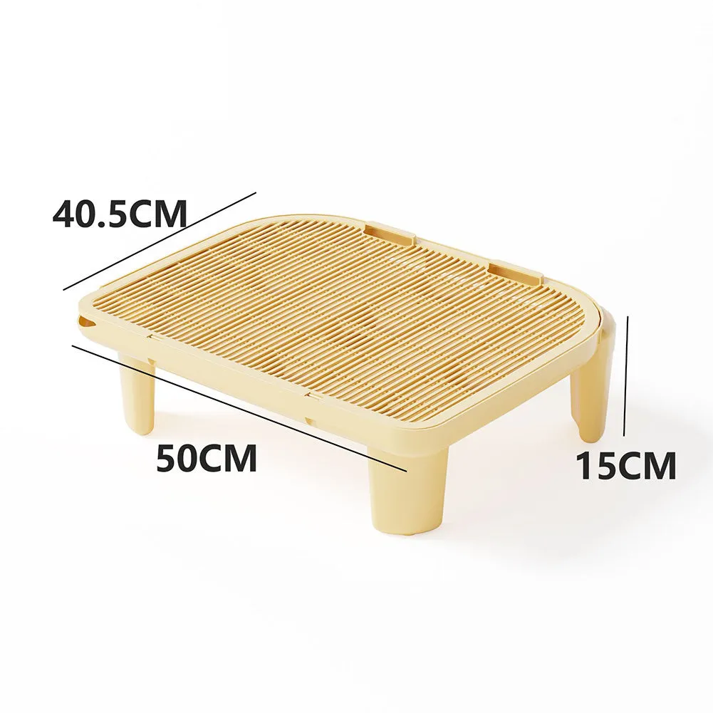 Milk yellow cat litter mat with double-layer construction and anti-slip feet for litter control