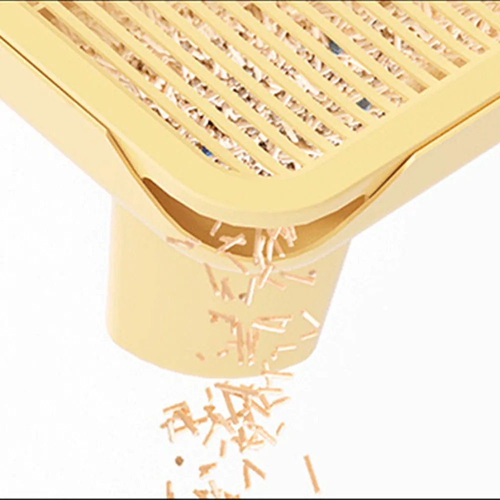 Milk yellow cat litter mat with double-layer construction and anti-slip feet for litter control