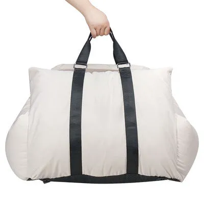 Pet car carrier in light grey with waterproof fabric and PP cotton cushion, 60x50x55cm