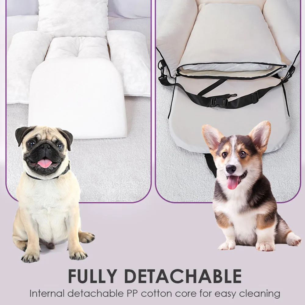 Pet car carrier in light grey with waterproof fabric and PP cotton cushion, 60x50x55cm