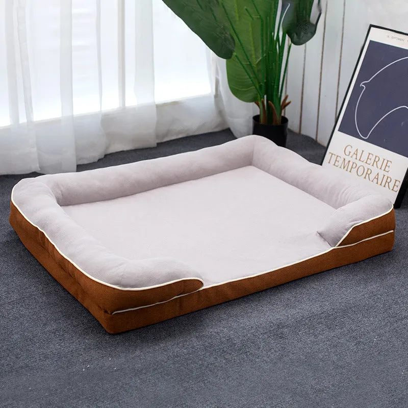 Four Seasons removable washable dog pet bed in green cloth, available in sizes S to 2XL for kennels