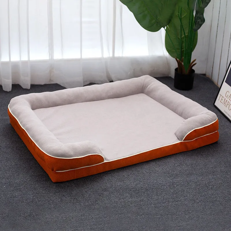 Four Seasons removable washable dog pet bed in green cloth, available in sizes S to 2XL for kennels
