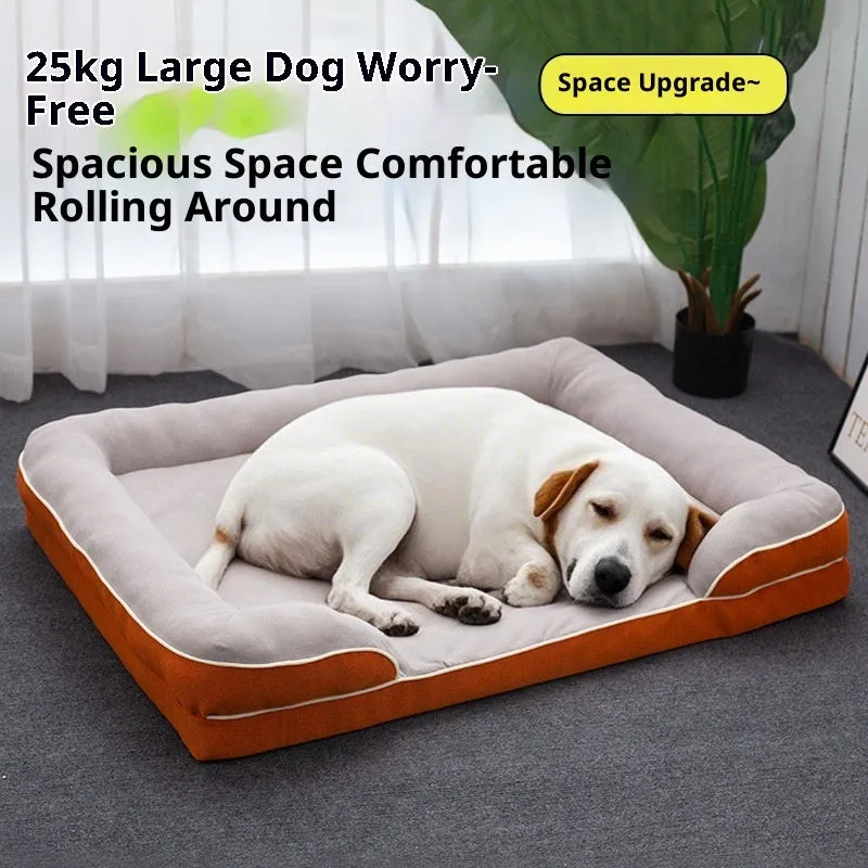 Four Seasons removable washable dog pet bed in green cloth, available in sizes S to 2XL for kennels