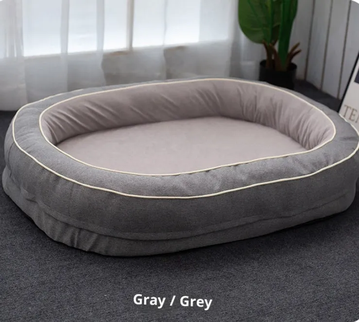 Oval removable cloth pet bed for dogs in green, available in S, M, L sizes