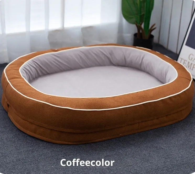Oval removable cloth pet bed for dogs in green, available in S, M, L sizes