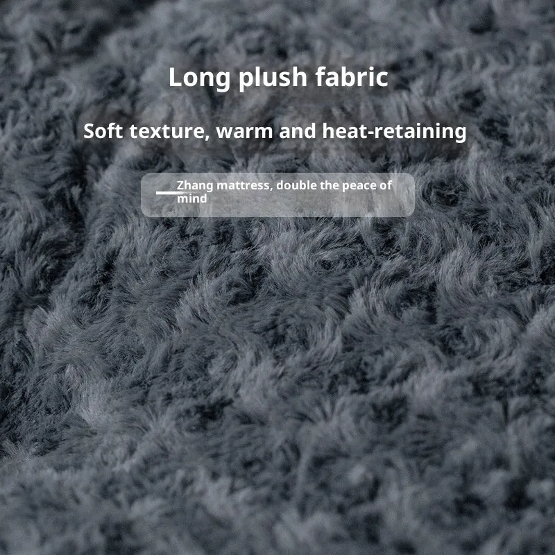 Dark gray embossed velvet thick square pet mat for dogs with cushioned cloth surface in size L