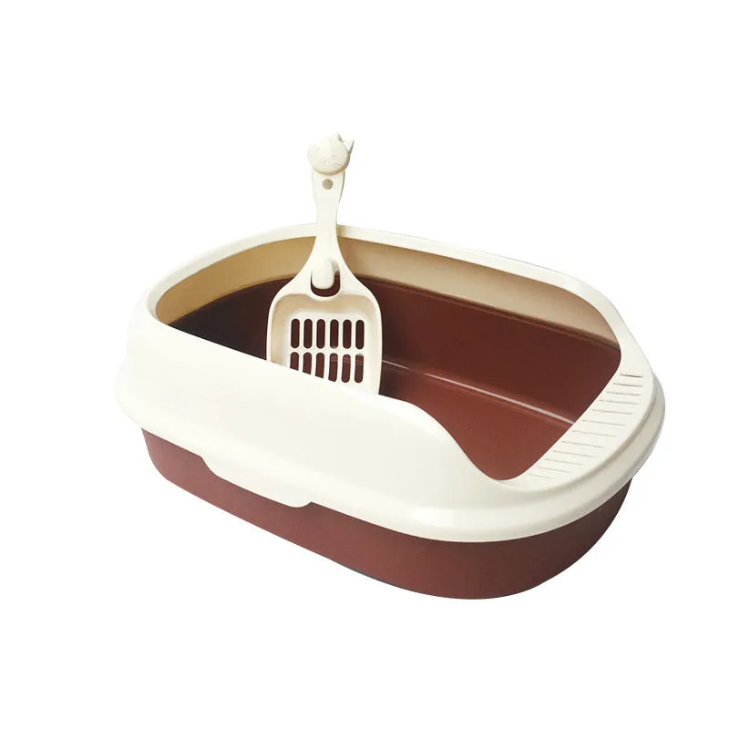 Small high-side PP cat litter box with shovel in pink, dimensions 40x29x13.5cm