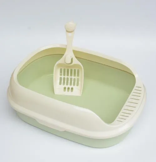 Small high-side PP cat litter box with shovel in pink, dimensions 40x29x13.5cm