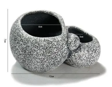 Ceramic simulation stone hydroponic pot with multiple holes for cichlid hideaway breeding in aquarium