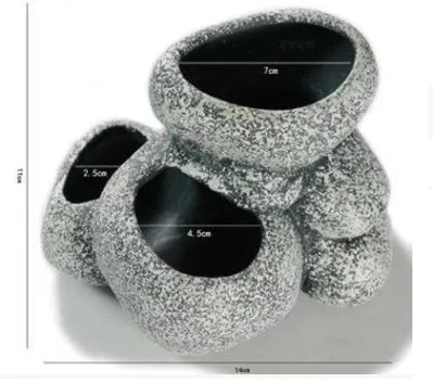Ceramic simulation stone hydroponic pot with multiple holes for cichlid hideaway breeding in aquarium