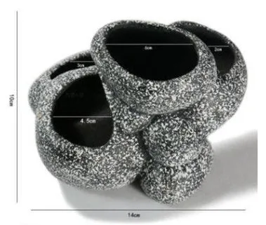 Ceramic simulation stone hydroponic pot with multiple holes for cichlid hideaway breeding in aquarium