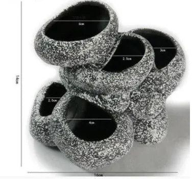 Ceramic simulation stone hydroponic pot with multiple holes for cichlid hideaway breeding in aquarium
