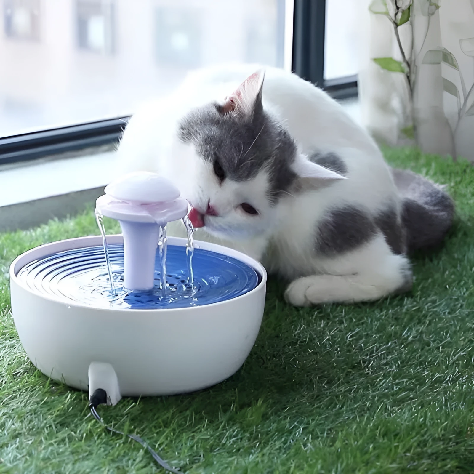 White ABS plastic automatic pet water fountain 20x20x15cm with low-noise pump