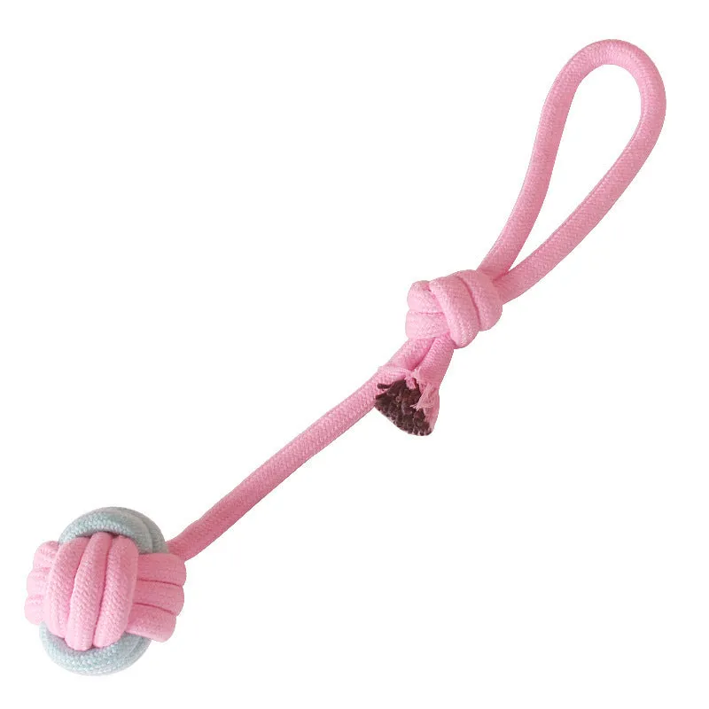 Cotton rope dog chew toy with imitation rabbit fur for small dogs, teeth cleaning play
