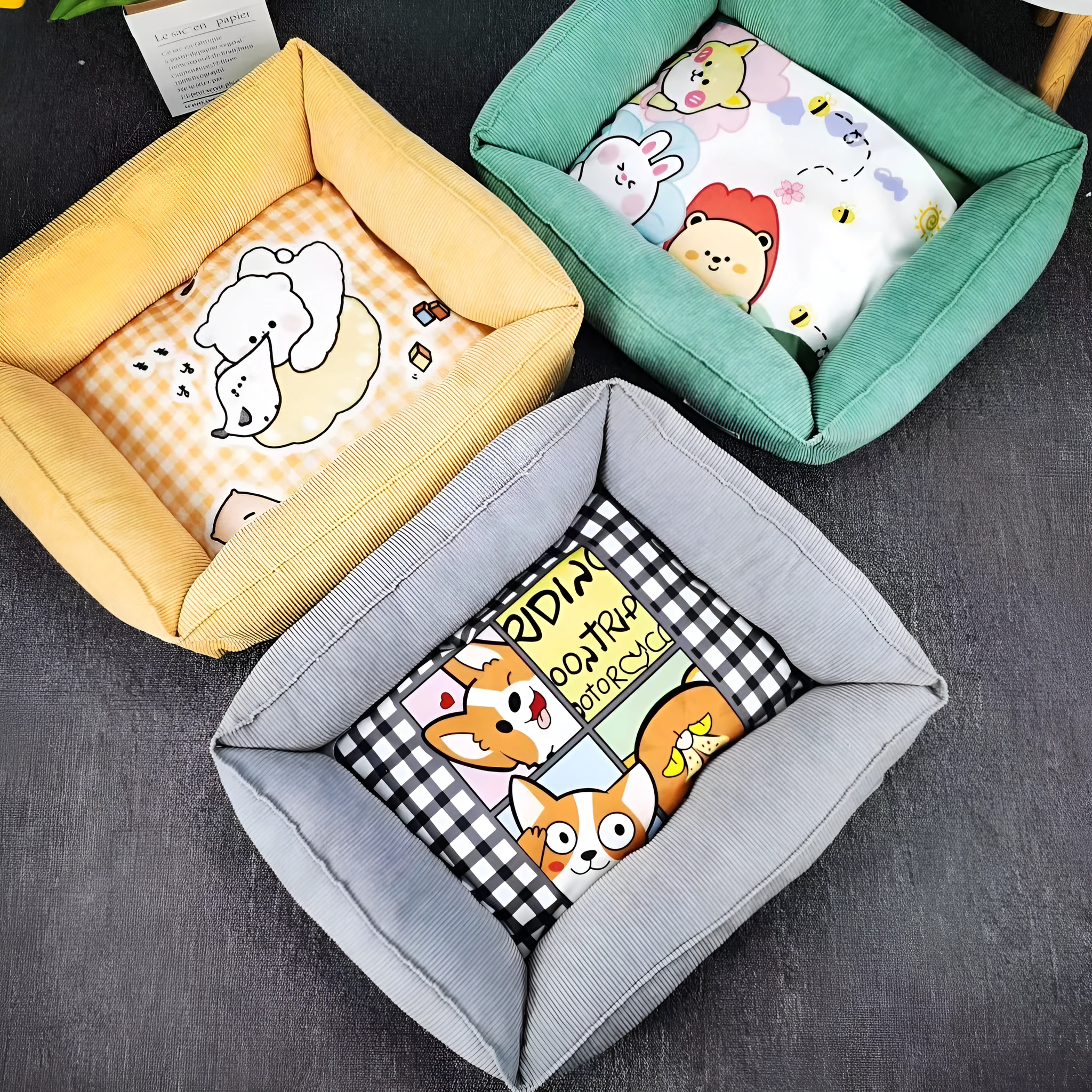 Dog winter cotton pet nest in fine velvet fabric with PP cotton filling showing colour options