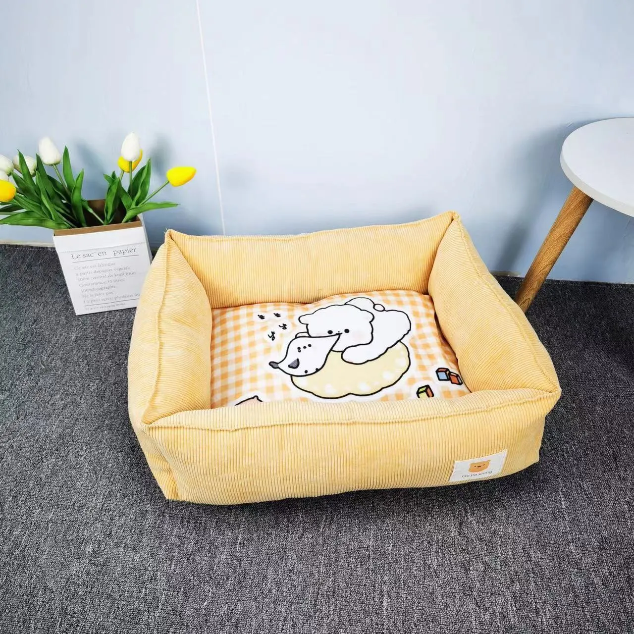 Dog winter cotton pet nest in fine velvet fabric with PP cotton filling showing colour options