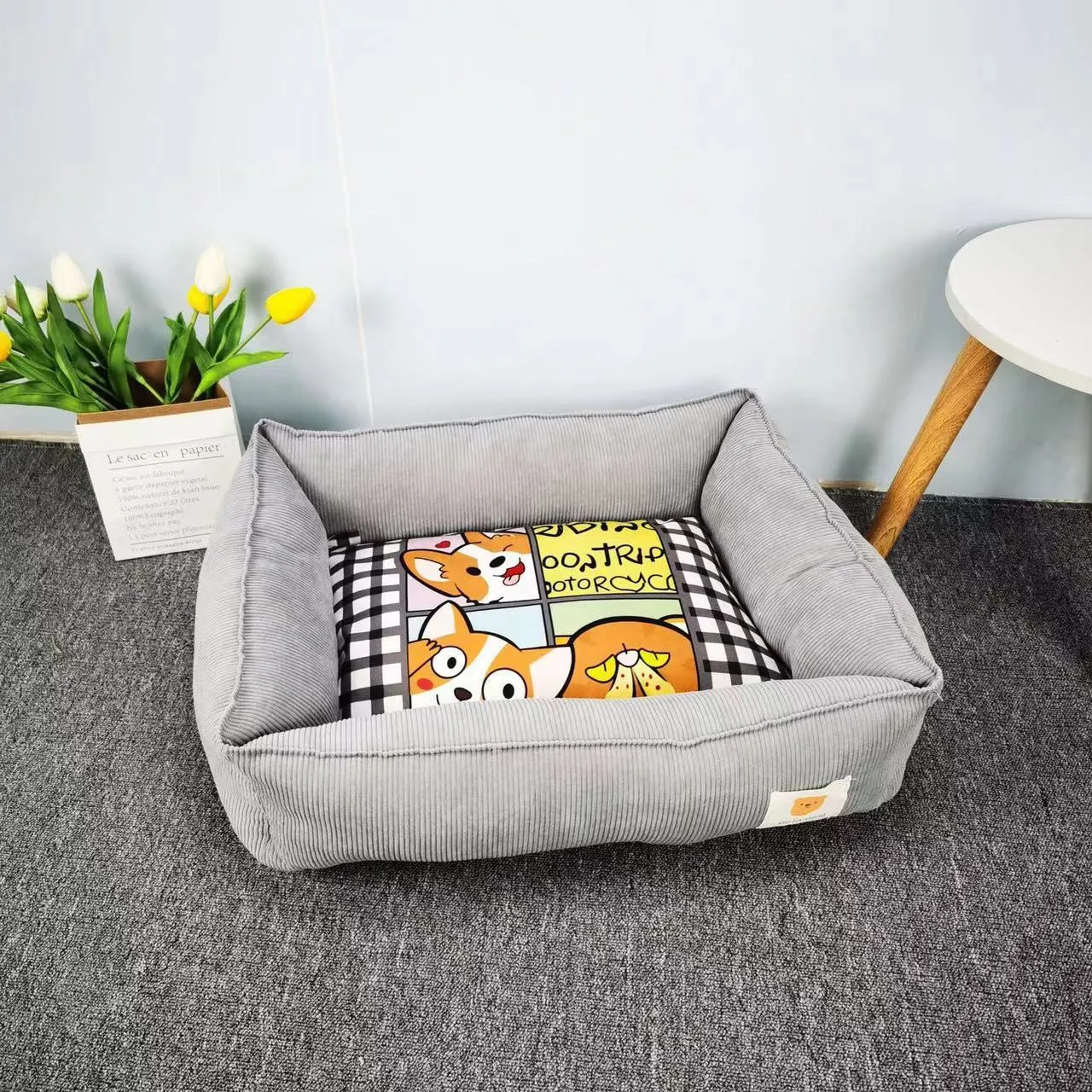 Dog winter cotton pet nest in fine velvet fabric with PP cotton filling showing colour options