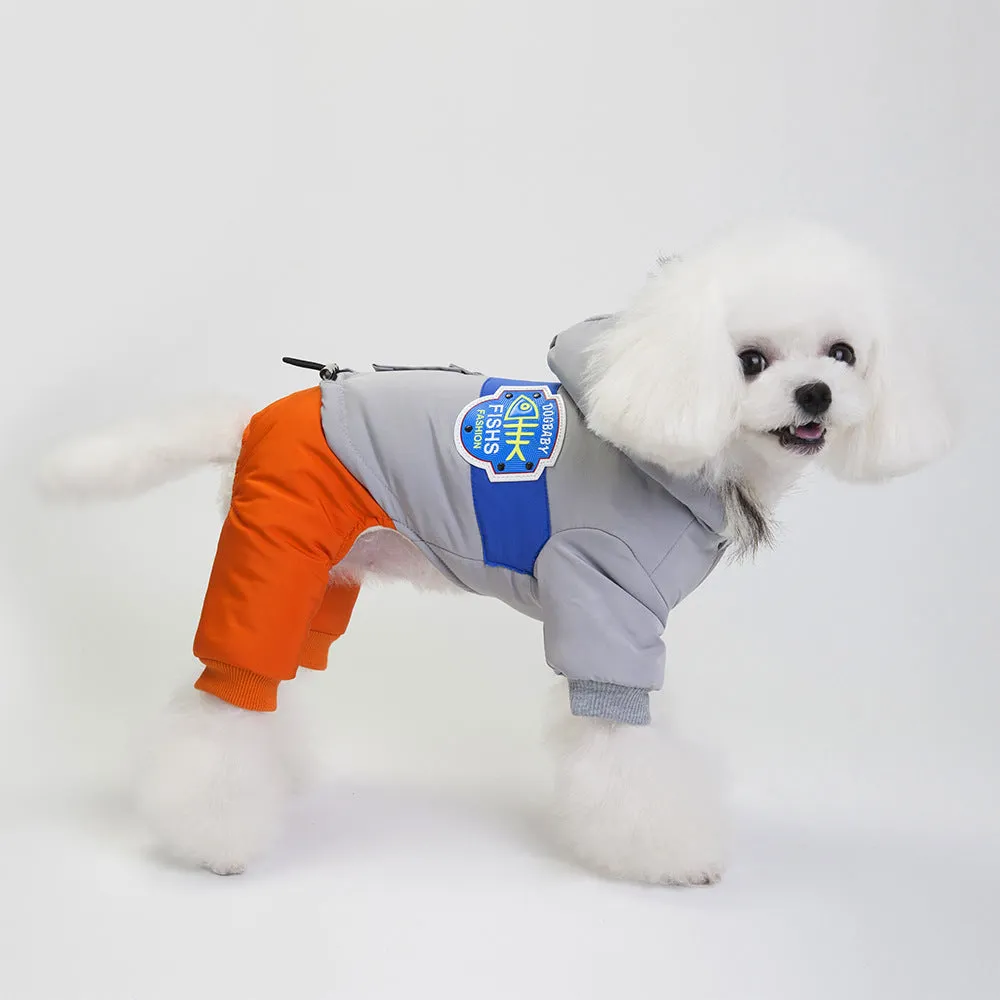Wool dog snow coat with long back coverage in blue, grey, red colours sizes S to XXL